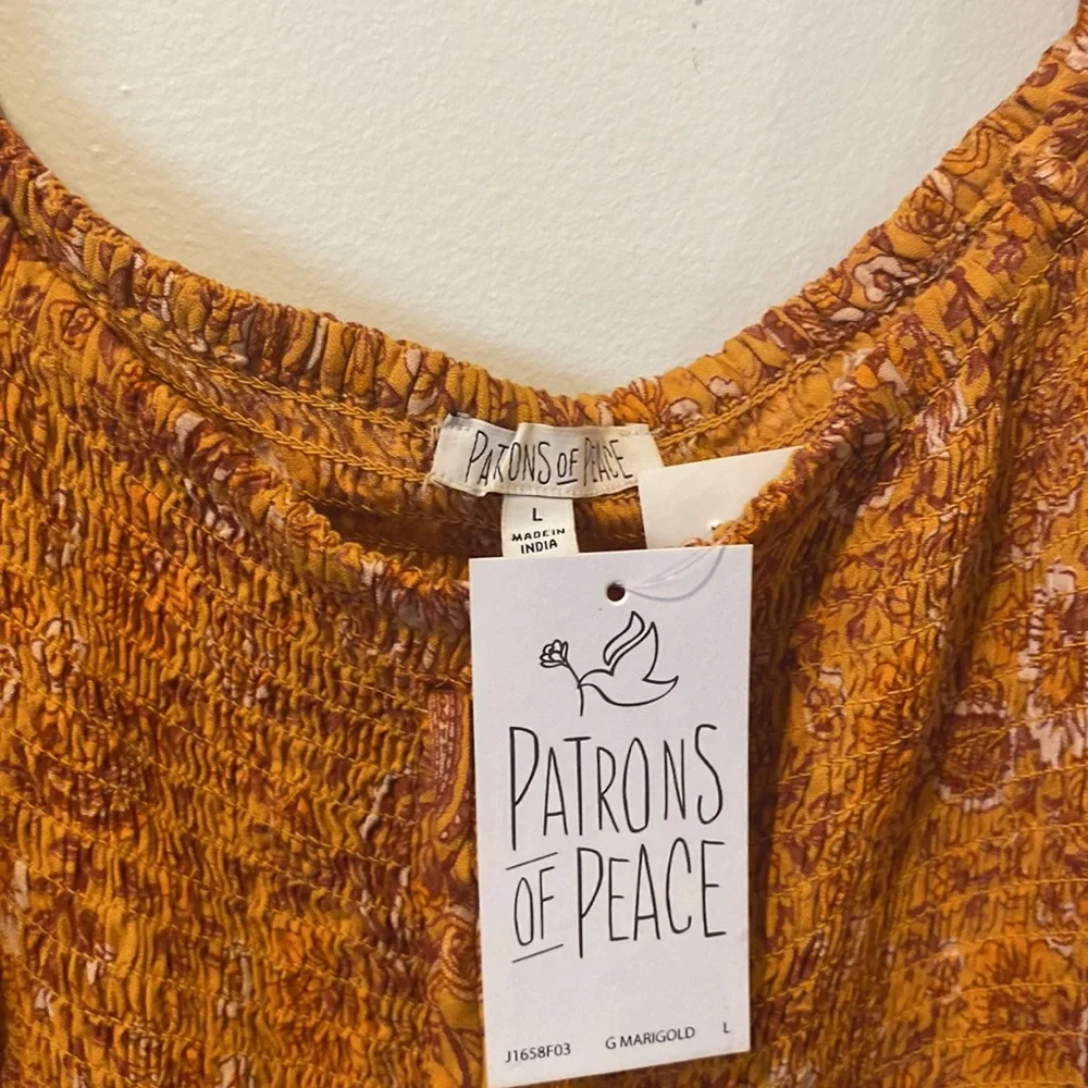 PATRONS OF PEACE Women’s Floral Orange Top Size  L - Picture 3 of 8